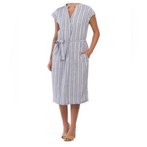 NWT Jones New York Linen Chambray Kendall Midi Striped Dress, Sizes 4 and 6